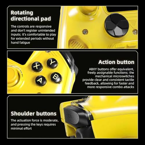 Voacle RG G01 Interactive Screen Wireless Gaming Controller Compatible with PC/Steam/Linux/Android/Switch/IOS 2.4G Wireless Bluetooth Controller Gamepad Hall Effect Triggers(Yellow) - color: Yellow