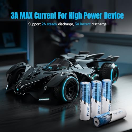 3600mWh Rechargeable Lithium AA Batteries, 4 Pack High Capacity 1.5V Constant AA Li-ion Rechargeable Batteries for Camera, Doorbell, Smart Lock Deadbolt, Security Aralm System - size: 4 AA 3600 mWh