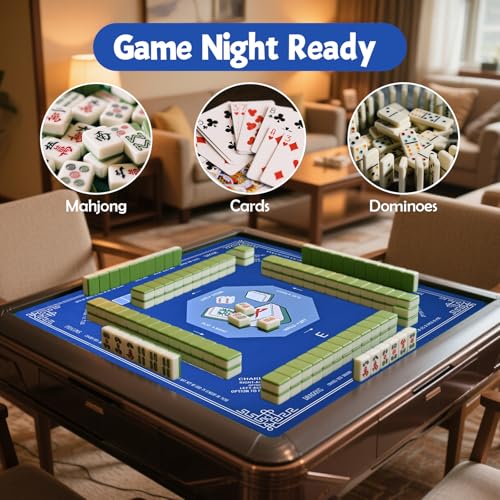 Goldge Mahjong Table Mat - 32" x 32" Mahjong Mat | Waterproof Non-Slip， Ideal for Table Games, Cards, Dominoes, and Board Games - color: Blue