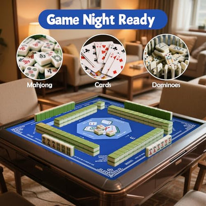 Goldge Mahjong Table Mat - 32" x 32" Mahjong Mat | Waterproof Non-Slip， Ideal for Table Games, Cards, Dominoes, and Board Games - color: Blue