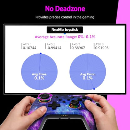 NexiGo Wireless Controller (No Deadzone) for Switch 2 and Switch, Bluetooth Controllers for Nintendo Switch with Vibration, Motion, Turbo and LED Light (Cosmic Nebula) - color: Cosmic Nebula, style: Regular