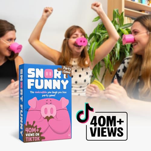 Snort Funny – The Oinkredible You Laugh You Lose Party Game | Family Games for Kids and Adults | 150 Challenge Cards, 5 Pig Snouts & Mud Tokens | Funny Games for Friend & Family, 4-8 Players, Ages 8+ - color: First Edition