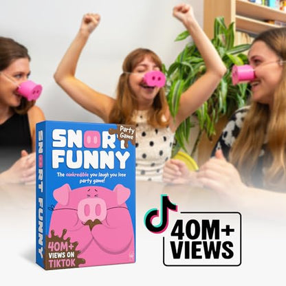 Snort Funny – The Oinkredible You Laugh You Lose Party Game | Family Games for Kids and Adults | 150 Challenge Cards, 5 Pig Snouts & Mud Tokens | Funny Games for Friend & Family, 4-8 Players, Ages 8+ - color: First Edition