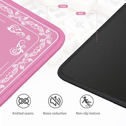 Mahjong Mat - Elegant Pink with Lace Trim | Non-Slip Rubber Gaming Mat & Noise Reducer | for Mahjong Tiles, Poker, Cards, Dominoes, Board Games | 32.4x32.4 Inch - color: Pink-blue and White Porcelain