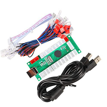 EG STARTS 2 Player Arcade DIY Kit Arcade Joystick + 16x LED Illuminated Arcade Buttons + 2 Player + Coin Buttons for Raspberry Pi 3B Model Project DIY Parts (Red and Blue Colors)