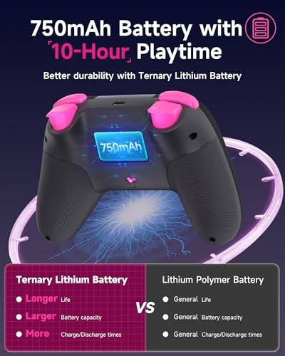 EasySMX X05 2.4g Wireless Gaming Controller for PC/Steam/iPhone/Android/Switch - Bluetooth Controller Gamepad with Hall Effect, RGB Lights and Turbo, Anti-Drift Controller,Comes with Extra Thumb Grips - color: black