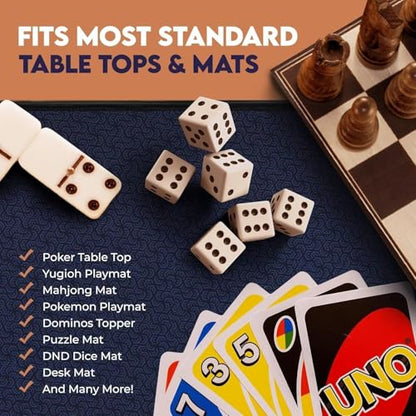 Board Game Mat 40 x 40 inches BlueTable Cover for Mahjong, Poker, Playing Cards, Tile Games, Dominoes, and RPG - Neoprene Gaming Playmat - color: Black, size: Square 40 x 40 inches