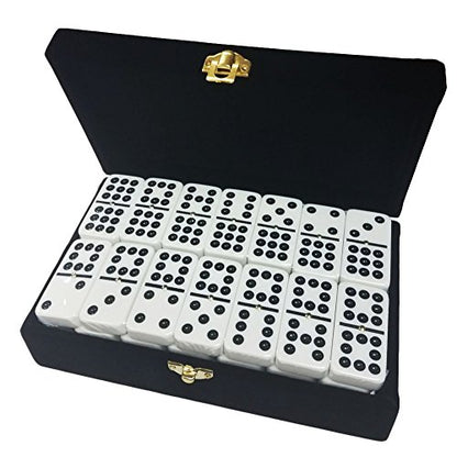 Marion Double 9 Domino Set (55 Tiles) Jumbo Tournament Professional Size with Spinners in Elegant Velvet Storage Box -White - color: White Velvet Box