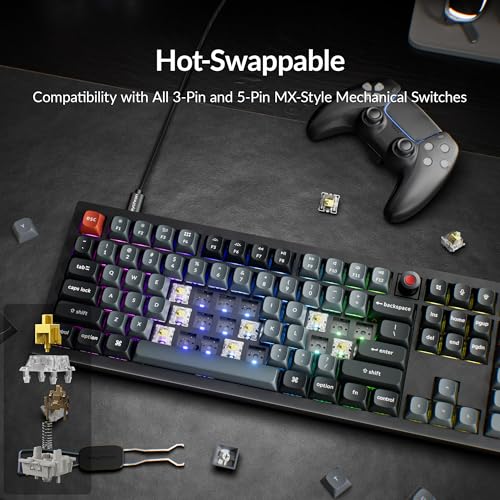 Keychron V6 8K Full Size Wired Mechanical Keyboard with Programmable Knob, 8000 Hz Polling Rate, OSA PBT Keycaps, Hot-swappable Super Banana Switchs, RGB Backlit for Mac Windows Linux - color: Banana Switch