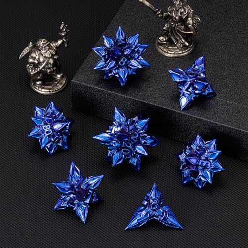 DND Dice Set Metal,Polyhedral D&D Metallic Heterotypic D and D Dice with Cracks for Dungeons and Dragons RPG TTRPG 7-Die Set with Gift (Heterotypic, Heterotypic-Blue) - color: Heterotypic-blue, style: Heterotypic