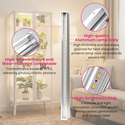 LUVCOSY 4 Pack T5 Grow Light Strips + 2 Pack USB Fans for Indoor Plants, Accessories Set for Indoor Greenhouse Cabinet for IKEA, Full Spectrum Sunlight Grow Lamp & Silent Portable Cooling Fan-ALL IN 1