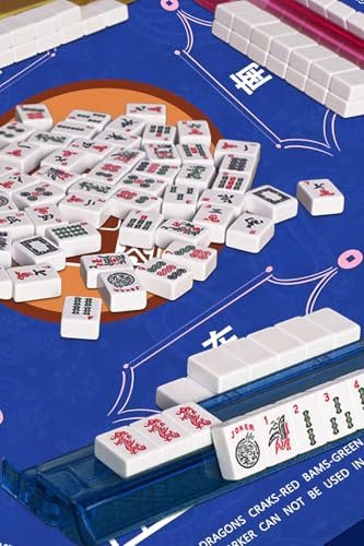 Mahjong Mat for Table, 31.5x31.5Inch American Mahjongg Table Mat (Sky Blue) | Anti-Wrinkle&Foldable Neoprene Mahjongg Travel Mat for Table with Learning Rule, Anti-Slip Noise Reduction Includes Carry Bag - color: Sky Blye