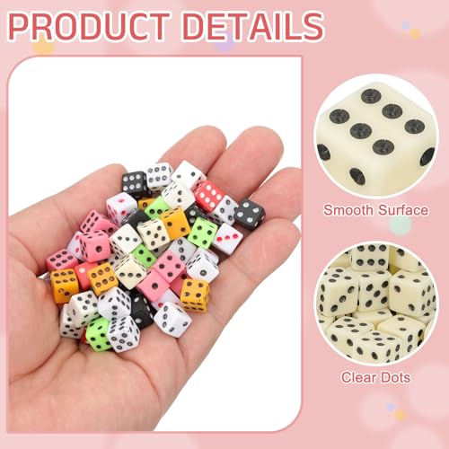 uxcell 300Pcs Mini Dice, 8mm/0.31" Acrylic Tiny Six Side Game Dot Square Dice Bulk for Table Board Game Party Activities, Beige/Black - color: Beige/Black, size: 8mm/0.31"