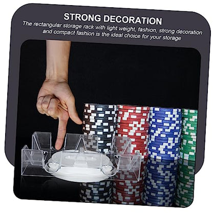 VANZACK Rotating Poker Card Stand with Tray Clear Plastic Storage Rack for Organizing Easy to Clean for Game Supplies