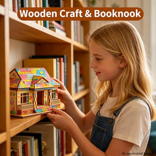 3D Wooden Puzzles for Adults, DIY Miniature Villa Model Kit for Home Decor | Wooden Houses for Beginners,Paintable model building kit, Stress Relief & Screen-Free Activity,Gifts for Friends/Teens - style: One Layer
