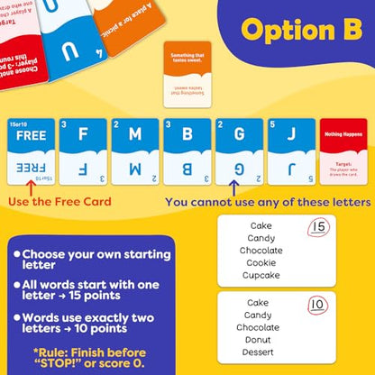 Family Word Game, Letter and Category Challenge Game, Fast-Paced Vocabulary & Spelling Game, Party Game for Kids Teens Adults, Family Game Night Activity for Ages 8+, 2-6 Players