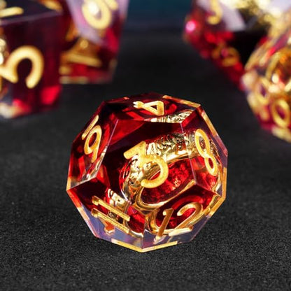 Ring DND Dice Set, 7 Pcs Magic Lord Ring DND Dice Resin Sharp Edge D&D Dice for Dungeons and Dragons RPG Role Playing Games