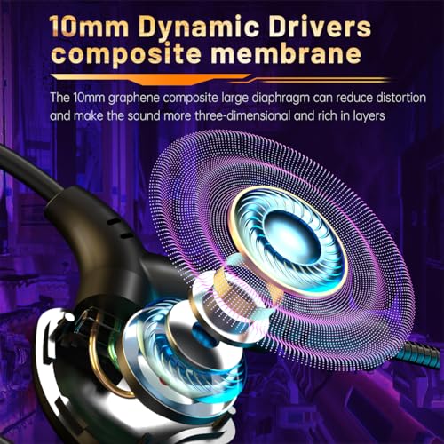 Gaming Earbuds with Mic, in-Ear Gaming 3.5mm Headphones Wired with Microphone Dual Audio Noise Cancelling in Ear Eear Buds Compatible for PC/PS5/PS4/Xbox/Nintendo/Switch/Mobile
