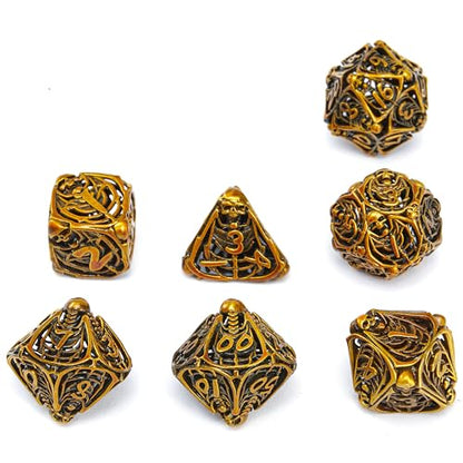 Metal Skull Dice Set Hollow Multi-Sided Dungeons & Dragons Dice 7CPS Role-Playing Dice Set with Flannel Bag Suitable for D&D Board Game Cards(Kugin) - color: Kugin