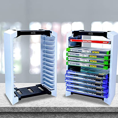 ADZ Game Storage Tower – Universal Games Storage Tower – Stores 12 Game or Blu-Ray Disks – Game Tower Rack for PS4, PS5, Xbox One, Xbox Series X/S, Switch Games and Blu-Ray Cases