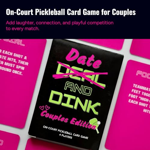 On-Court Pickleball Card Game - Date and Dink (Couples Edition) - Add More Fun, Connection, and Playful Competition to Every Pickleball Date. - color: Pink