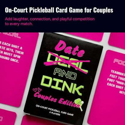 On-Court Pickleball Card Game - Date and Dink (Couples Edition) - Add More Fun, Connection, and Playful Competition to Every Pickleball Date. - color: Pink