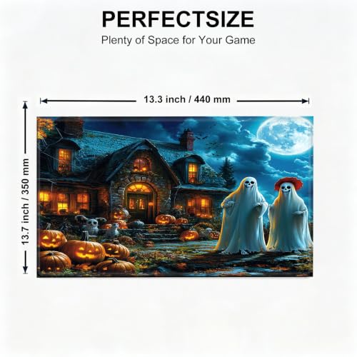 for MTG Playmat, Custom Trading Card Game Mat 17.3 x 13.8 in | Ghostly Mansion Premium Non-Slip Rubber Base, Water-Resistant & Stitched Edges, Personalized High-Definition Art - color: Ghostly Mansion, size: 17" x 14" Regular