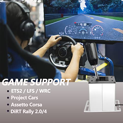 USB Simulator Shifter , for Logitech G29 /G27 /G25 /G920 Thrustmaster, T300RS/GT Steering Wheel , Compatible ATS ETS Dust WRC Sim Racing Games H Shifter with Carbon Fiber Grip 7+R (PC System only)