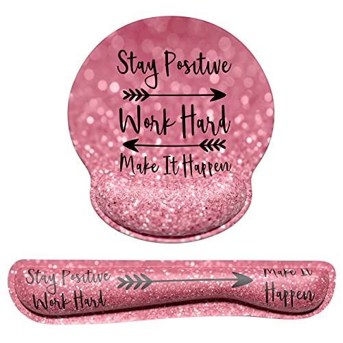 Dapesuom Keyboard Wrist Rest and Mouse Pad with Wrist Support, Cute Memory Foam Cushion for Keyboard and Mouse Set, Ergonomic Desktop Pad Rests with Non Slip Base for Easy Typing & Pain Relief, Quotes - color: Inspirational Quotes
