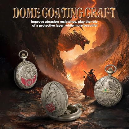 Kabinka D&D Dice Set with Pocket Watch Shell, 7-Piece Polyhedral Set, Perfect for Dungeons and Dragons, Role Playing Dice Accessory (DM, Bronze) - color: Bronze, style: DM