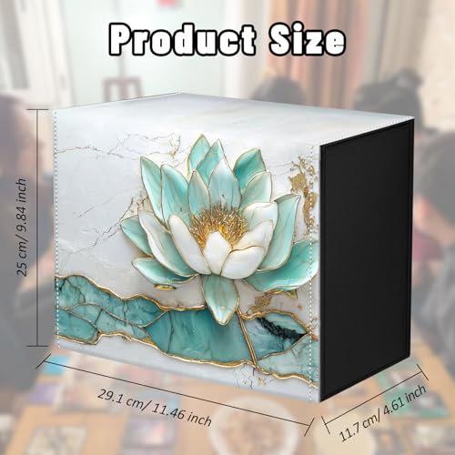 DEGDFSGR Card Game Storage Box for TCG MTG Commander Deck Box MTG Card Box Organizer Trading Card Case Magnetic Closure Creative Pattern Up to 2400 Cards, Azure Water Lily Lotus Flower - color: Azure Water Lily Lotus Flower
