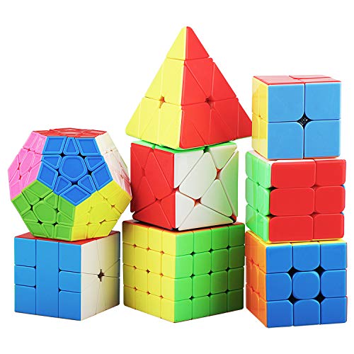 STEAM Life Speed Cube Set 8 Pack Magic Cube | Includes 3x3, 2x2, 4x4 Speed Cube, Pyramid Cube, Megaminx Cube Bundle Collection Cube Toys for Kids & Adults - color: 8 Pcs