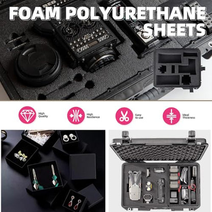 4 Pack Pre-Cut Pick & Pluck Polyurethane Foam Sheets,16×12×2in Gun/Game/Tool Box Protective Insert Foam