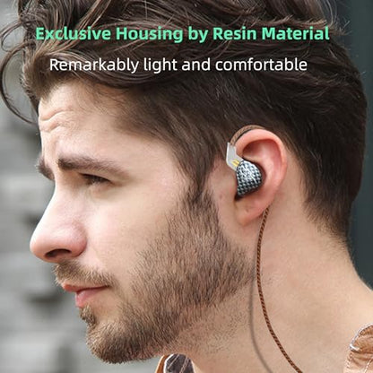 YINYOO KZ-ZST Hybrid Banlance Armature with Dynamic in-Ear Earphone 1BA+1DD HiFi Headset Wired Earbuds IEM Headphones Gaming Earbuds (Black-zst Without Microphone) - color: black zst no mic, size: No mic, style: without mic