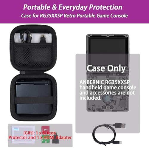 Khanka Hard Case for Anbernic RG Rotate/RG34XXSP/RG35XXSP Retro,Black | EVA Hard Shell, Hand Strap Portability, Soft Interior Lining, Secure Custom Fit, Smooth Zipper Opening, Protective Case Only - style: Black