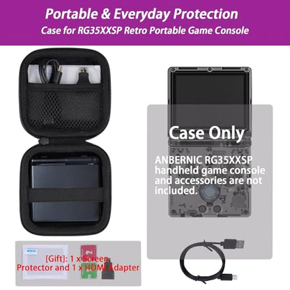 Khanka Hard Case for Anbernic RG Rotate/RG34XXSP/RG35XXSP Retro,Black | EVA Hard Shell, Hand Strap Portability, Soft Interior Lining, Secure Custom Fit, Smooth Zipper Opening, Protective Case Only - style: Black