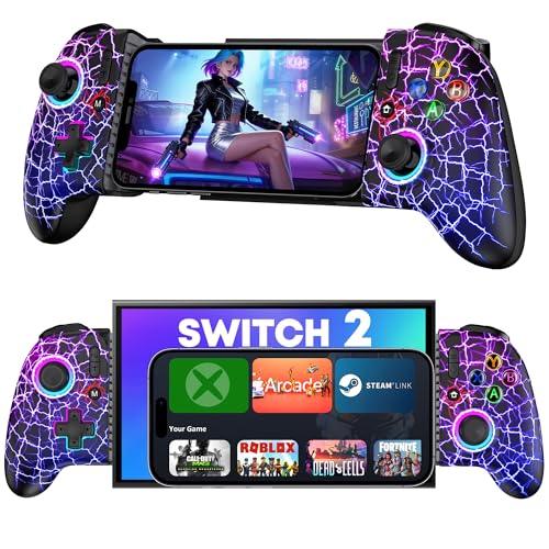 【Anti-Drift & Fast-Connect】Wireless Gaming Controller for iPhone/Android, Hall Joystick&Trigger Bluetooth Phone Controller, Handheld Game Console Quality - For Cloud Gaming,Genshin Impact,Roblox,Call of Duty - color: Black, size: M-iphone/Android with Pat
