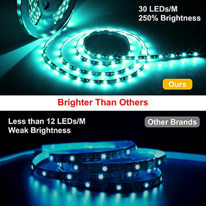 MIHEAL Led Strip Lights Kit 65.6ft 5050 SMD RGB Flexible LED Tape Lights with UL Power Supply IR Remote Controller for Under Cabinet Lighting Bedroom, Living Room - color: Black