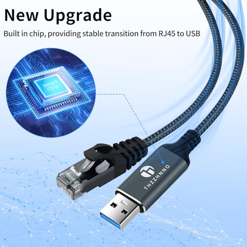 USB to Ethernet Cable 30FT, USB 3.0 A to RJ45 Male Cable Directly Connected Gigabit LAN Network, Compatible with Laptop, PC, MacBook, Switch, Windows 10/11, macOS, Linux - size: 30FT, style: USB A to Ethernet