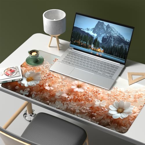 Mouse Pad, Large Anti-Slip with Stitched Edges Desk Mat Desktop Laptop Computer Desk Keyboard Mat,Table Protector Blotter Mat (Powder, 35.4" x 15.7") - color: Powder, size: 35.4" x 15.7"