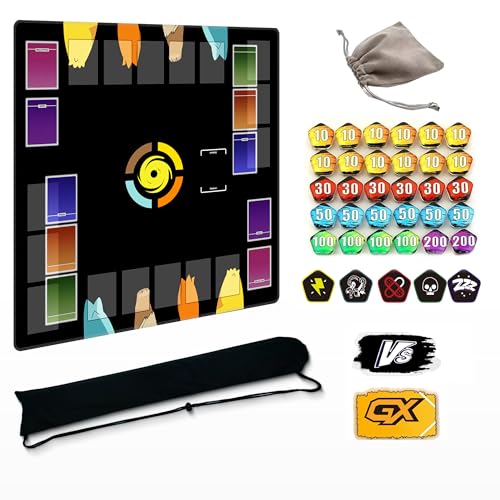 Trading Card Game Playmat – 2-Player Trainer Mat with 37 Damage Counters and Professional Storage Bag (Style 1) - color: Style 1