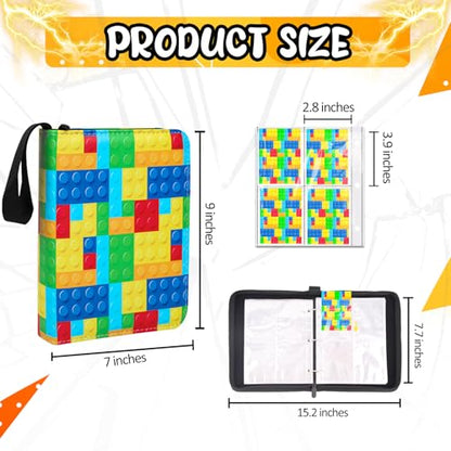 Collectible Trading Card Albums, 400 Card Holders with 50 Removable Sleeves, Portable 4 Pockets Collectible Trading Card Binder, PU Card Collection Binder for MTG, TCG, Sport Card, Game Cards - color: Building Block