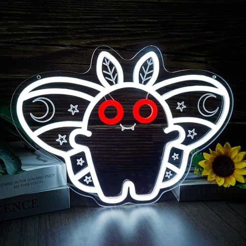 Mothman Neon Sign Cute LED Cryptid Wall Art Cartoon Neon Light for Kids Room Decor Mysterious Creature Light Gift for Fans(14.8 * 10.6inch) - style: Mothman