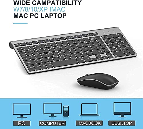 JOYACCESS Wireless Keyboard and Mouse,2.4G Ergonomic and Slim Wireless Computer Keyboard Mouse Designed for Windows, PC, Laptop,Tablet - Black Grey - color: black grey