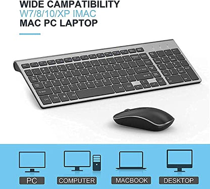 JOYACCESS Wireless Keyboard and Mouse,2.4G Ergonomic and Slim Wireless Computer Keyboard Mouse Designed for Windows, PC, Laptop,Tablet - Black Grey - color: black grey