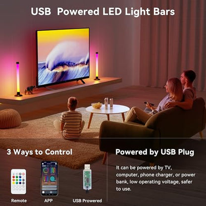 NBBUFF Led Light Bar with Music SynC Color Changing, Led Bar with App & Remote Control, RGB+IC & W Smart RGB Light Bar, USB Powered Led Lights, Dynamic PC Room Monitor Backlight Gaming, 2 Pack - size: 13 inches