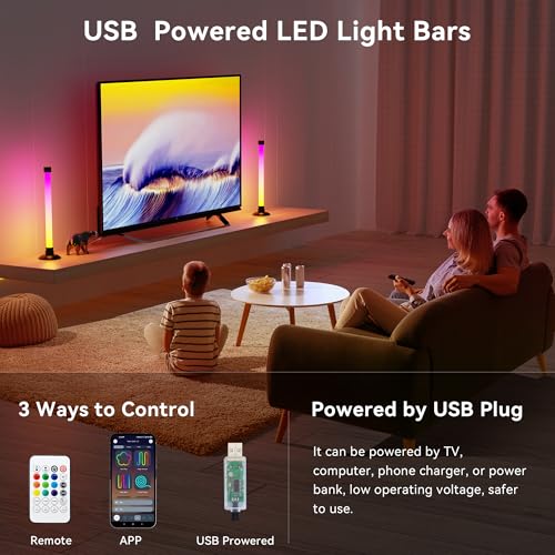Ledagic IC+RGBW USB Powered Led Light Bar with App & Remote Control, 2 Pack | IC+Rgb & W Smart RGB Light Bar, USB Powered TV Light Bar, Led Lights for TV PC Room Monitor Backlight Gaming Accessories