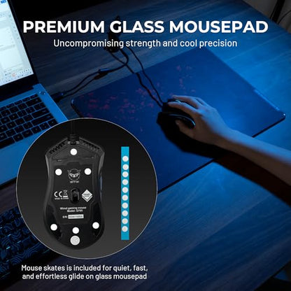 XVX Black Plum Blossoms Glass Mousepad 4.0, Hard Mouse Pad for Gaming,Ultra-Smooth Micro-Etched Surface Mouse Mat with Non-Slip Rubber Base(410mm*310mm) - color: Black(Plum Blossoms)