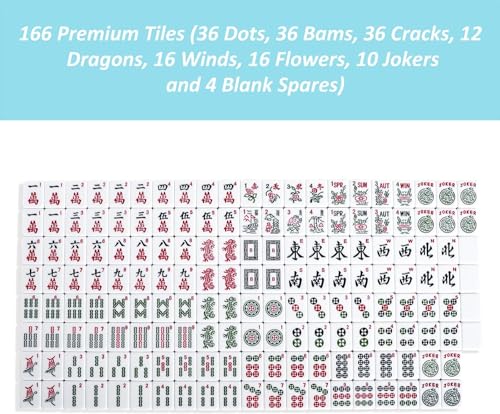 American Mahjong Tiles Set,Mahjong Game Set with 166pcs 1.2’’ Light Blue Tiles (Tiles Only Set) - color: Light Blue