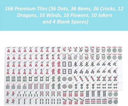 American Mahjong Tiles Set,Mahjong Game Set with 166pcs 1.2’’ Light Blue Tiles (Tiles Only Set) - color: Light Blue